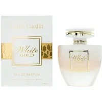 White and gold Louis Cardin White Gold Eau De Parfum bottle with matching box, 100ml.