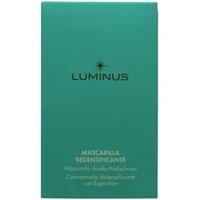 Luminus Hyaluronic & Spirulina mask box, teal with white text and star logo, contains 5 x 10ml sachets.