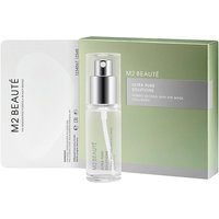 M2 Beauté Hybrid Second Skin Collagen Eye Mask box with spray bottle and mask packet, green and white packaging.