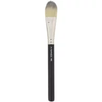 Black-handled MAC 190 Foundation Brush with silver ferrule and flat, tapered bristles.