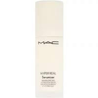 MAC Hyper Real Serumizer, 30ml, sleek white bottle with black logo and text, minimalist design.