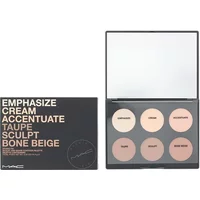 MAC contour palette with six shades in light/medium tones, black compact, and labeled shade names.