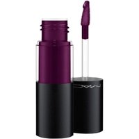 MAC Versicolour Glass Lipgloss, deep plum shade, sleek black cap, with applicator wand.