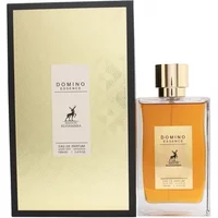 Maison Alhambra Domino Essence Eau De Parfum 100ml in clear bottle with gold cap, gold label, and matching box.