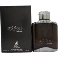 Maison Alhambra Expose Intense Eau De Parfum 100ml, dark glass bottle with silver cap, black box with white text.