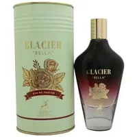 Maison Alhambra Glacier Bella Eau De Parfum 100ml, black and pink gradient bottle with gold cap, floral design.