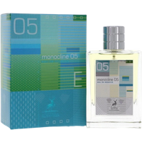 Maison Alhambra Monocline 05 perfume, 100ml, clear rectangular bottle with silver cap, green and blue box.