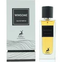 Maison Alhambra Winsome Eau De Parfum 90ml, clear glass bottle with black cap and label, elegant packaging.