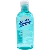 Clear bottle of Malibu Ice Blue Cooling After Sun Gel, 100 ml, with blue gel and white cap.