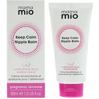 White tube of Mama Mio Keep Calm Nipple Balm 30ml with pink accents and matching box.
