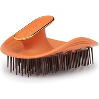 Orange Manta hair brush with flexible bristles and ergonomic handle for kinks, coils, and curls.