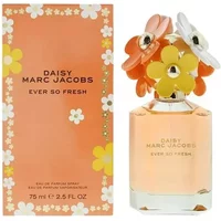 Marc Jacobs Daisy Ever So Fresh perfume, 75ml, with floral cap and orange box featuring daisy patterns.