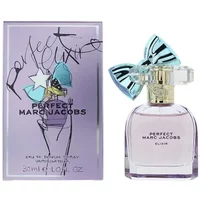 Marc Jacobs Perfect Elixir Eau De Parfum 30ml bottle with bow-shaped cap and purple box packaging.