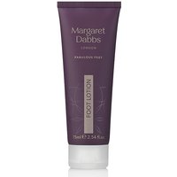 Purple tube of Margaret Dabbs Intensive Hydrating Foot Lotion, 75ml, with white text and floral design.