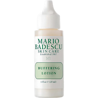 Mario Badescu Buffering Lotion, 29 ml white bottle with green text and pointed cap.
