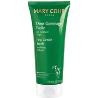 Green tube of Mary Cohr Doux Gommage Facile exfoliating body gel, 200ml, with white and gold text.