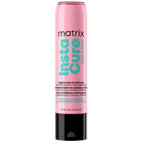 Pink Matrix Instacure Build-A-Bond Mighty Care Conditioner bottle, 300ml, with black cap and teal text.