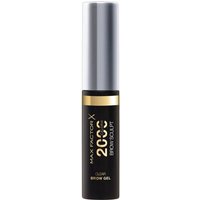 Black and silver Max Factor 2000 Calorie Brow Sculpt 000 Clear, 4.5 ml tube with gold accents.