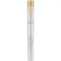 Silver Max Factor mascara tube with gold cap, labeled "2 In 1 Lash Wow Mascara 002 Black Brown."