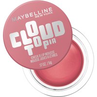 Maybelline Cloudtopia Cheek & Lip Mousse in Enchanted Mauve, pink round container with silver text, 5g.