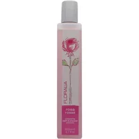 Mayfair Floralia Rosa Rosae Bath & Shower Essence 200ml, pink bottle with floral design and gray cap.