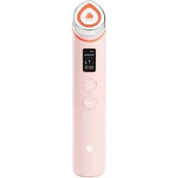Pink Medicube Age R Booster Pro with digital display, circular LED light, and three control buttons.
