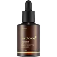 Medicube Glutathione Glow Serum, dark amber bottle with black dropper, gold accents, 30g.