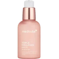 Pink Medicube Triple Collagen Serum 4.0 bottle with rose gold pump and white cap, 55ml.