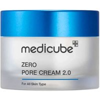 White Medicube Zero Pore Cream jar with blue lid and black text, 50 ml size.