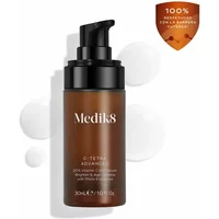 Medik8 C-Tetra Advanced 30ml serum in amber bottle with black pump dispenser and white text.