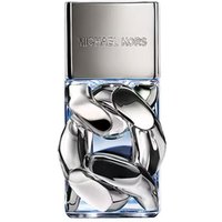 Michael Kors Pour Homme Eau de Parfum 50ml with silver cap and abstract silver accents on clear bottle.