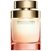 Gold and peach gradient Michael Kors Wonderlust Eau De Parfum bottle with gold cap and logo.