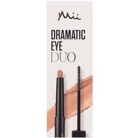 Mii Cosmetics Dramatic Eye Duo with dusty rose eyeshadow stick and black mascara in sleek black packaging.