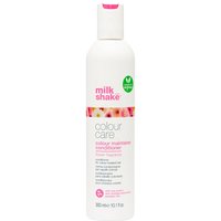 White bottle of milk_shake Colour Care Flower Fragrance Conditioner with pink cap and floral label design, 300ml.