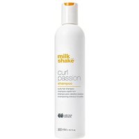 White bottle of milk_shake Curl Passion Shampoo 300ml with orange cap and yellow text.