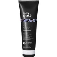 Black tube of milk_shake Icy Blond Conditioner 250ml with purple floral design and white text.
