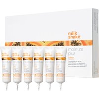 milk_shake Moisture Plus Hydrating Lotion set with six white 12ml tubes and a white box featuring orange accents.