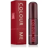 Dark red Milton Lloyd Colour Me Eau De Parfum 50ml bottle with matching red box and white text.