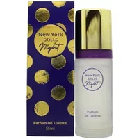 Milton Lloyd New York Dolls Night Parfum De Toilette 55ml, white bottle with gold cap and purple accents, polka dot box.