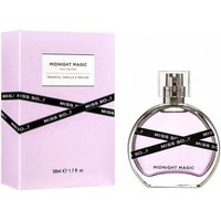 Miss So...? Midnight Magic EDP 50 ml, round glass bottle with black ribbon design, next to pink box packaging.