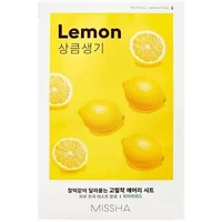 MISSHA Airy Fit Sheet Mask Lemon with vibrant yellow lemons on bright yellow background, Korean text on top.