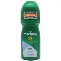 Green Mitchum Ice Fresh Roll-On 100ml with sweat control label and white cap.