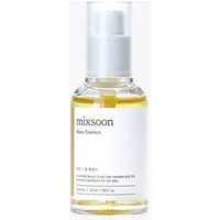 Mixsoon Bean Essence 30ml in a clear bottle with a white pump and label, containing light yellow liquid.