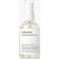 Clear glass bottle of Mixsoon Calming Boosting Mist with white pump and label, 50ml size.