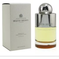 Molton Brown Mesmerising Oudh Accord & Gold Eau De Toilette 100ml with silver cap and clear bottle, box included.