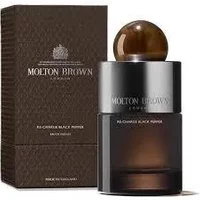 Molton Brown Re Charge Black Pepper Eau De Parfum 100ml with dark brown bottle and spherical cap, textured box.