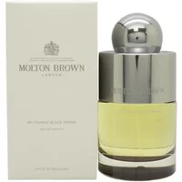 Molton Brown Re Charge Black Pepper Eau De Toilette 100ml with silver cap and clear bottle, boxed packaging.