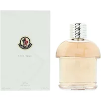 Moncler Pour Femme Eau De Parfum 150ml refill, clear bottle with silver cap, white box with Moncler logo.