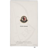 White Moncler Pour Homme Eau de Parfum 150ml box with logo and black text.