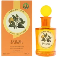 Monotheme Boccioli Di Limone Eau De Toilette 100ml, yellow bottle with citrus design and matching box.